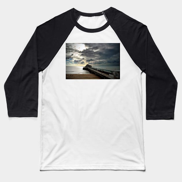 Bournemouth Pier And Beach Dorset England Baseball T-Shirt by AndyEvansPhotos